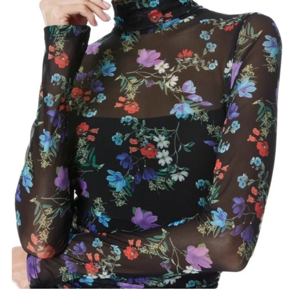 Alice and Olivia Floral Mesh Long Sleeve Dress - Picture 3 of 3